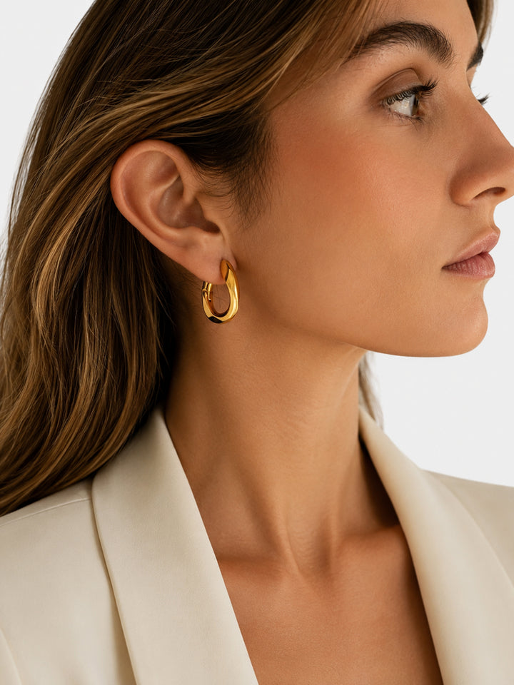 Whisper Oval Hoop Gold Earrings
