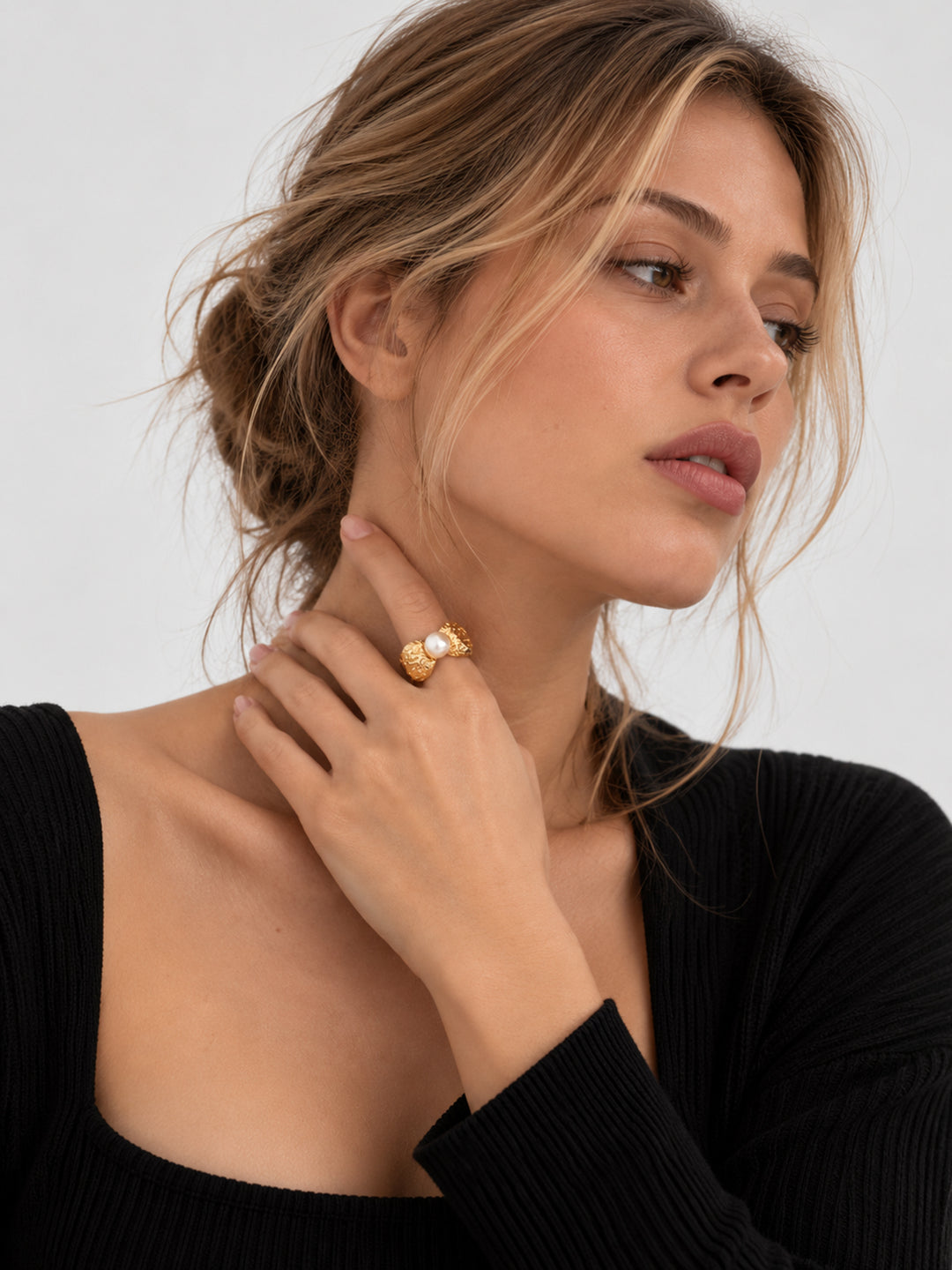 Ysoria Textured Pearl Ring - view 2
