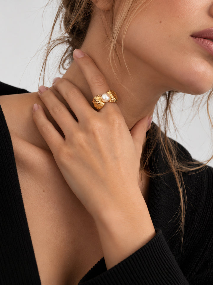 Ysoria Textured Pearl Ring - view 3