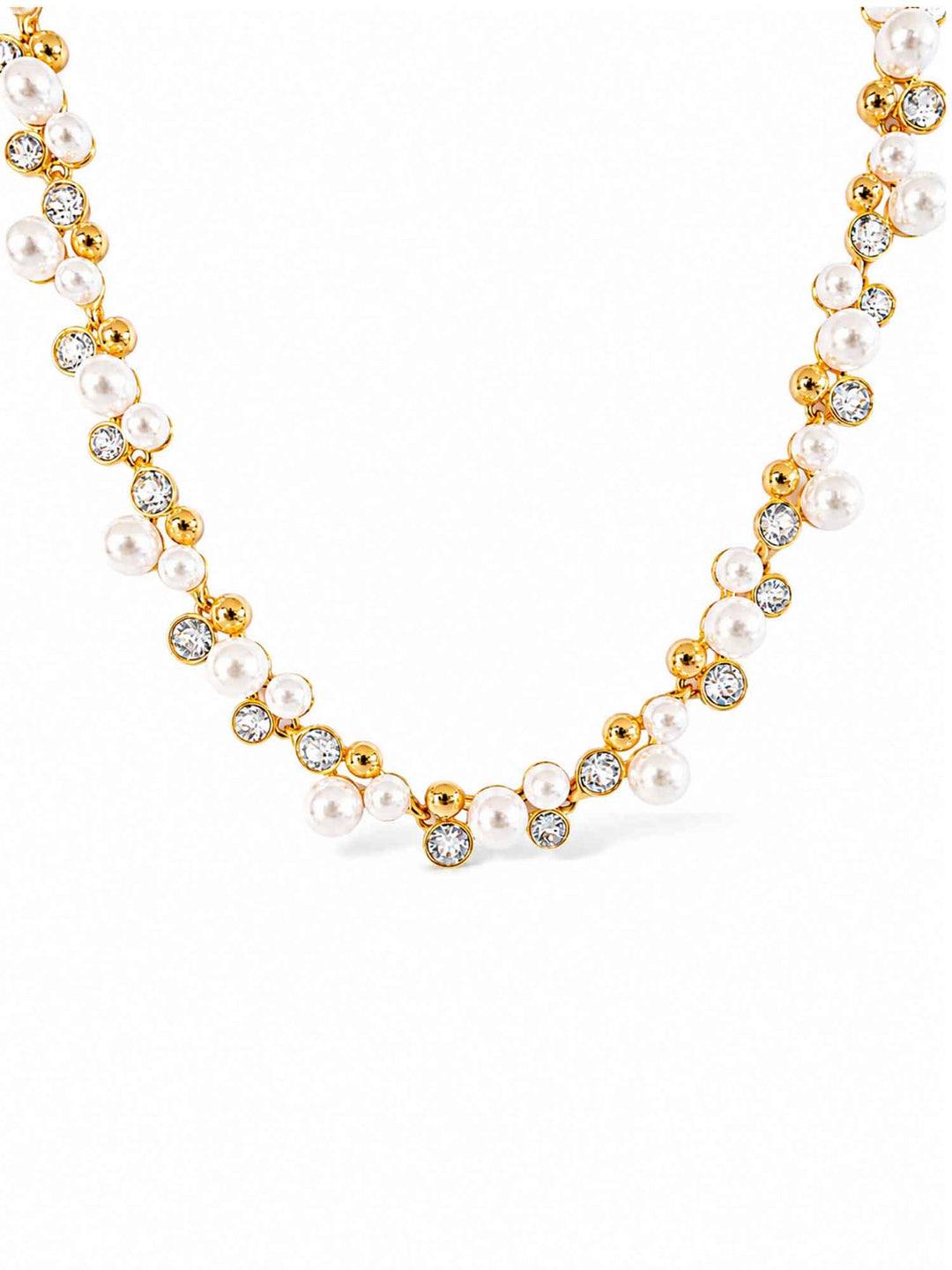 Elspeth imitation pearl glass crystal necklace on white background