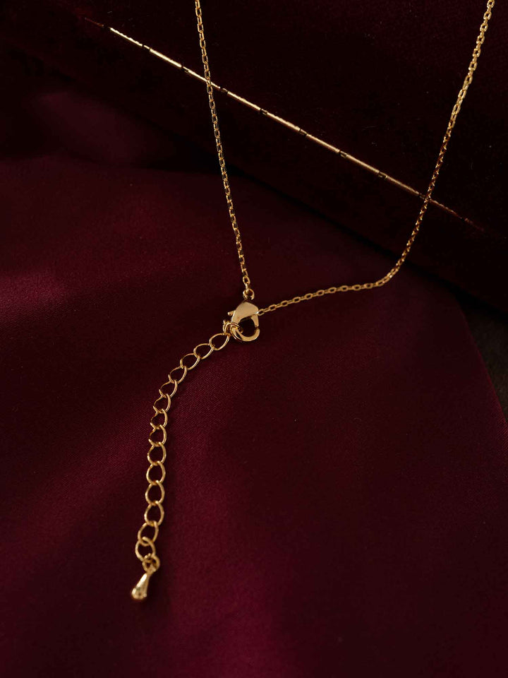 Back view of Fernanda gold shell pendant necklace with adjustable extension chain