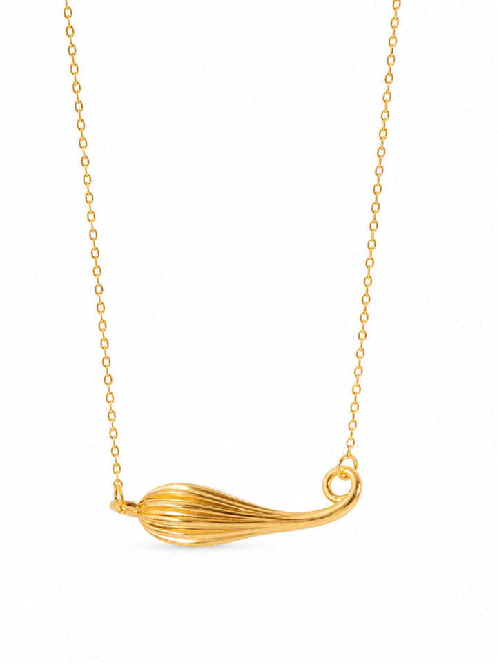 Fernanda gold shell pendant necklace on white background