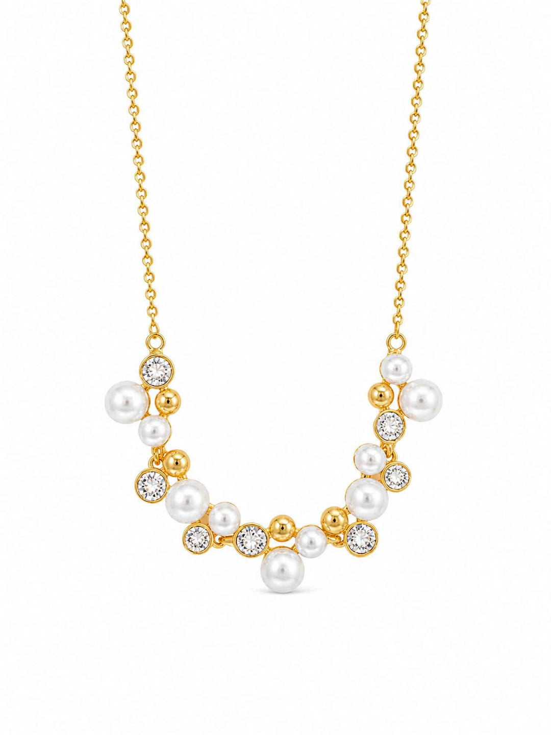 Jessamine crystal pearl cubic zirconia necklace on white background