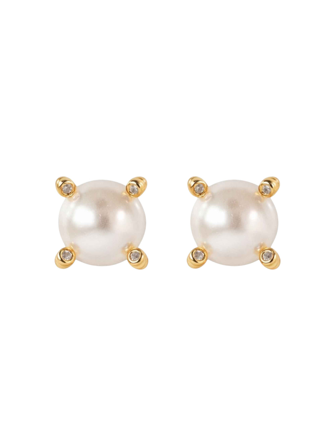 Pair of Nuala glass pearl stud earrings on white background