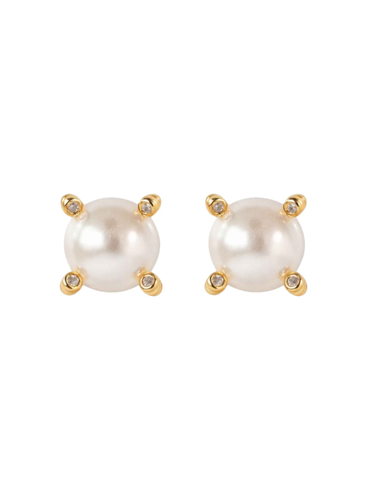 Pair of Nuala glass pearl stud earrings on white background
