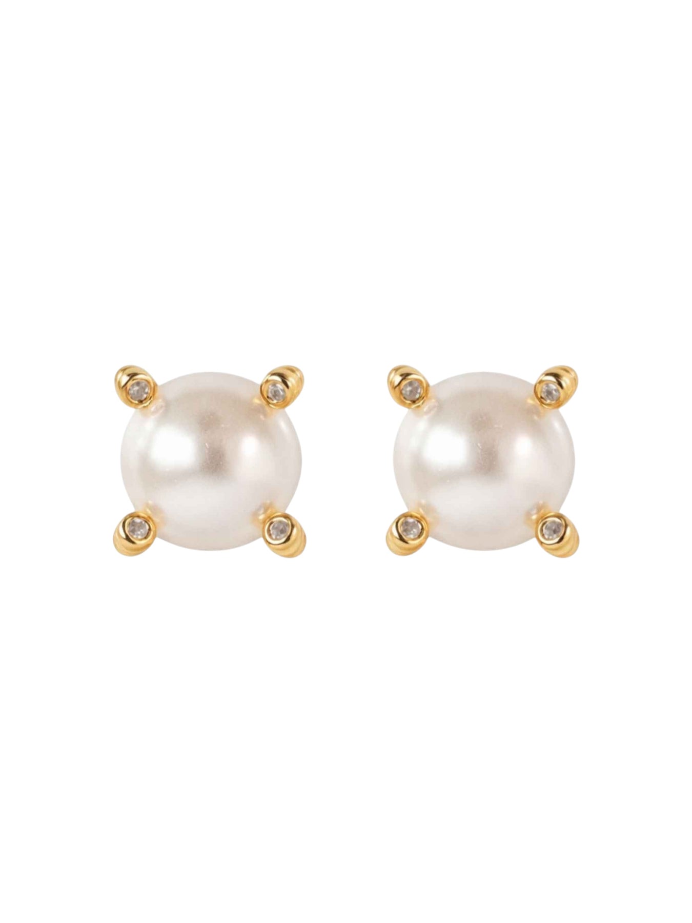 Pair of Nuala glass pearl stud earrings on white background