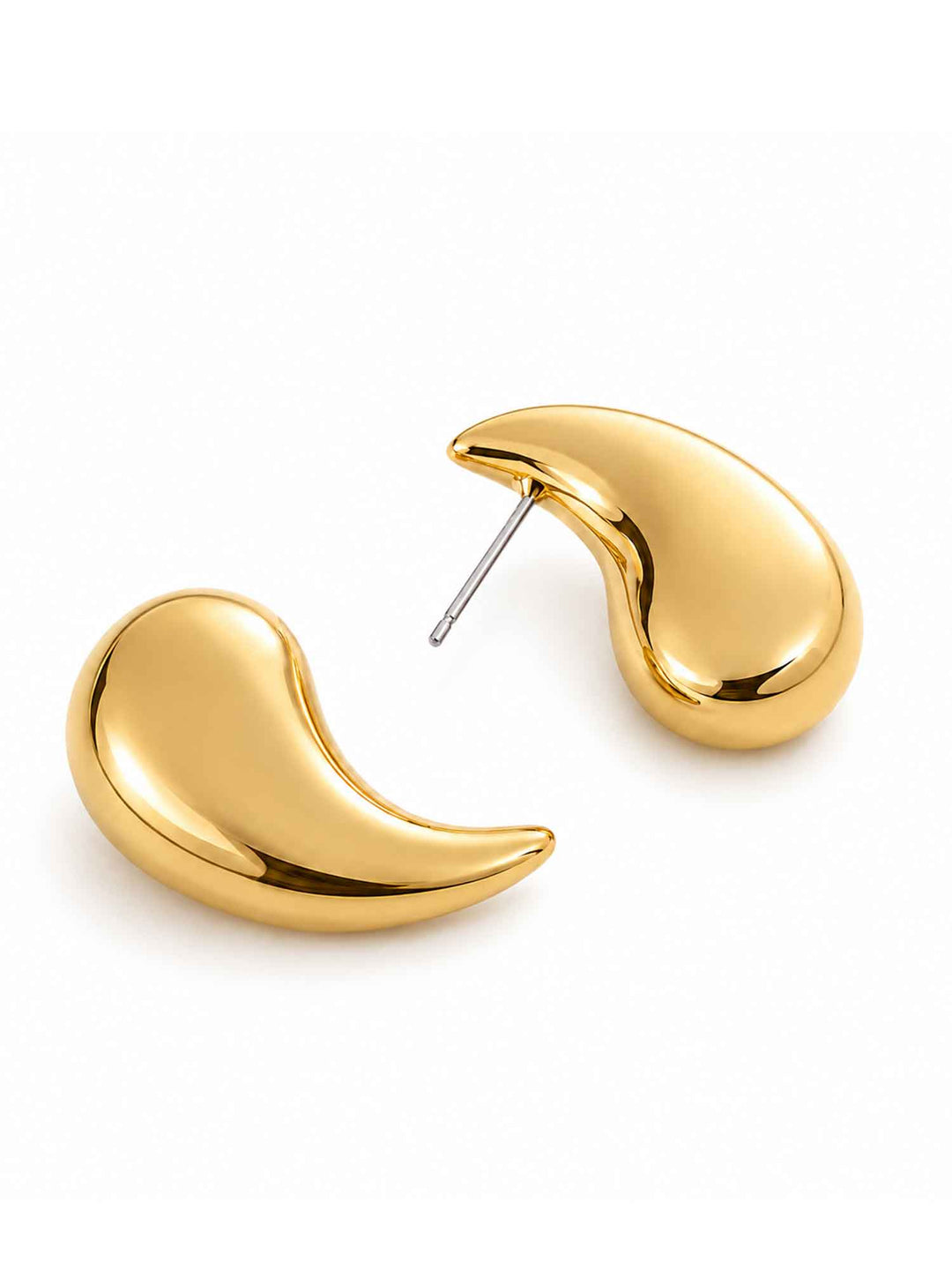 Back view of Titania medium gold teardrop earrings with 925 silver posts