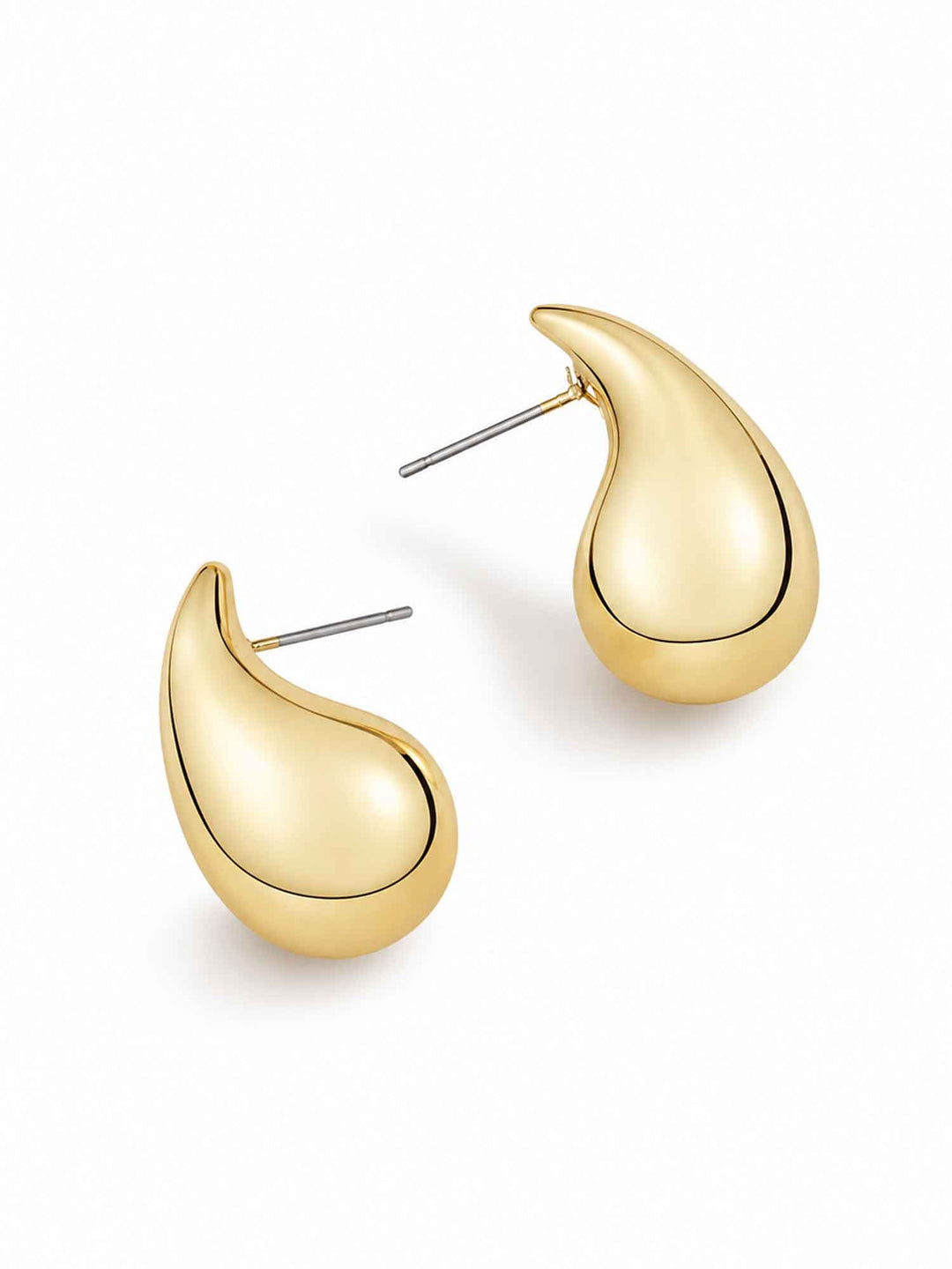 Back view of Titania small gold teardrop earrings with 925 silver posts