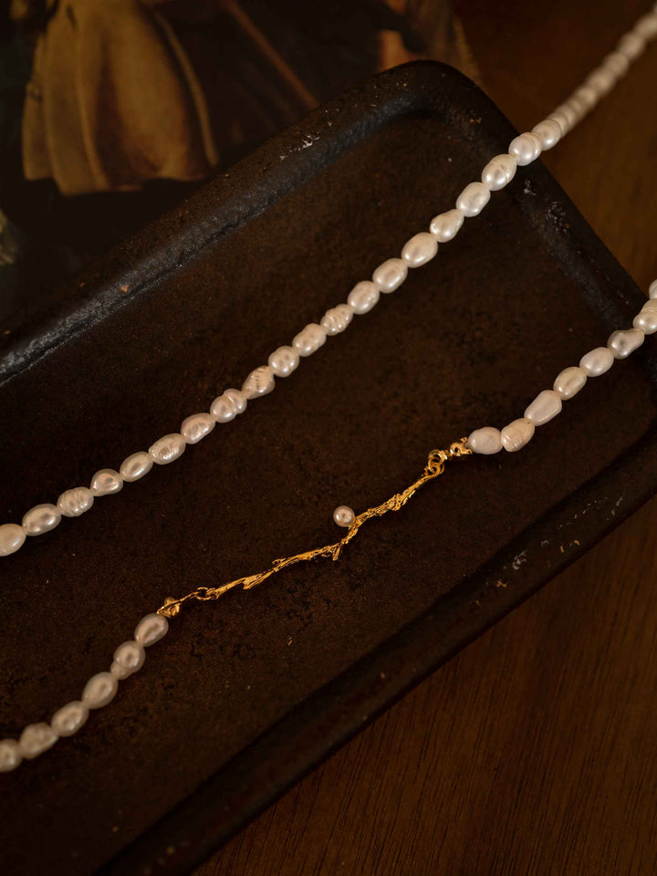 Collar Perlas cultivadas en agua dulce Ramas Oro