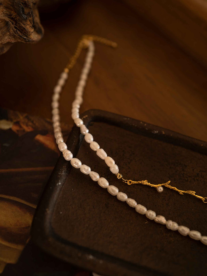 Collar Perlas cultivadas en agua dulce Ramas Oro